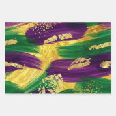 PURPLE GREEN YELLOW MARDI GRAS BRUSH STROKES INPAKPAPIER VEL (Voorkant 3)