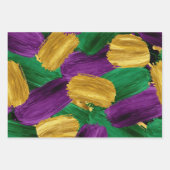 PURPLE GREEN YELLOW MARDI GRAS BRUSH STROKES INPAKPAPIER VEL (Voorkant 2)