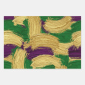 PURPLE GREEN YELLOW MARDI GRAS BRUSH STROKES INPAKPAPIER VEL (Voorkant)