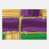 PURPLE GREEN YELLOW MARDI GRAS BRUSH STROKES INPAKPAPIER VEL (Voorkant 3)