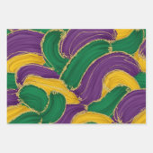 PURPLE GREEN YELLOW MARDI GRAS BRUSH STROKES INPAKPAPIER VEL (Voorkant 2)