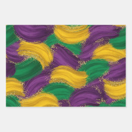 PURPLE GREEN YELLOW MARDI GRAS BRUSH STROKES INPAKPAPIER VEL
