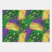 PURPLE GREEN YELLOW MARDI GRAS BRUSH STROKES INPAKPAPIER VEL (Voorkant 2)