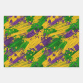 PURPLE GREEN YELLOW MARDI GRAS BRUSH STROKES INPAKPAPIER VEL (Voorkant)