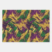 PURPLE GREEN YELLOW MARDI GRAS BRUSH STROKES INPAKPAPIER VEL (Voorkant)