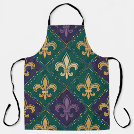 PURPLE GREEN YELLOW MARDI GRAS FLEUR DE LIS SCHORT