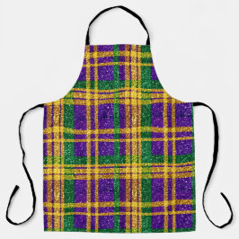 PURPLE GREEN YELLOW MARDI GRAS GLITTER LOOK PLAID SCHORT