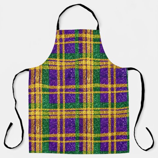 PURPLE GREEN YELLOW MARDI GRAS GLITTER LOOK PLAID SCHORT (Voorkant)