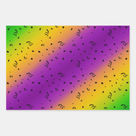 PURPLE GREEN YELLOW MARDI GRAS PATTERNS INPAKPAPIER VEL