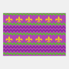 PURPLE GREEN YELLOW MARDI GRAS PATTERNS INPAKPAPIER VEL