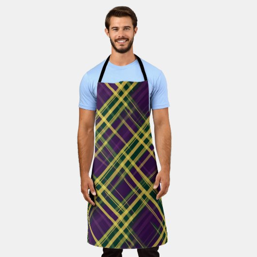 PURPLE GREEN YELLOW MARDI GRAS PLAID PATTERN SCHORT (Gedragen)