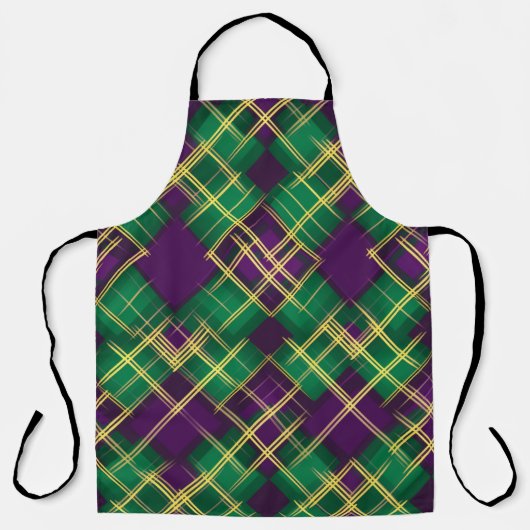 PURPLE GREEN YELLOW MARDI GRAS PLAID PATTERN SCHORT (Voorkant)