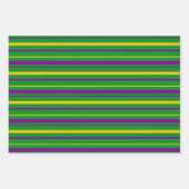PURPLE GREEN YELLOW MARDI GRAS STRIPES INPAKPAPIER VEL (Voorkant 3)