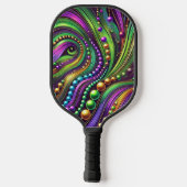 PURPLE GREEN YELLOW MARDI GRAS WAVES & BEADS PICKLEBALL PADDLE (Achterkant)