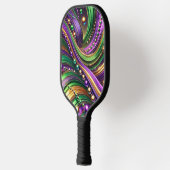 PURPLE GREEN YELLOW MARDI GRAS WAVES & BEADS PICKLEBALL PADDLE (Links)