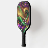 PURPLE GREEN YELLOW MARDI GRAS WAVES & BEADS PICKLEBALL PADDLE (Links)