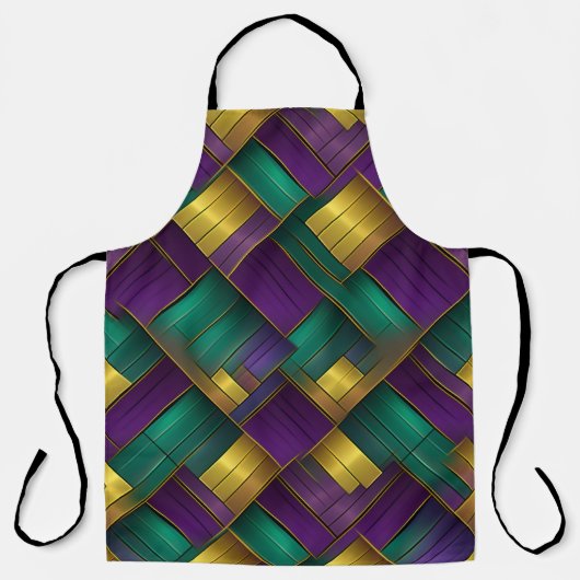 PURPLE GREEN YELLOW MARDI GRAS WEAVE PATTERN SCHORT (Voorkant)