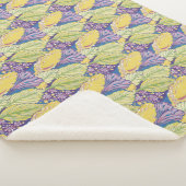 Purple Green Yellow Ornamental Floral Pattern. Sherpa Deken (3/4)