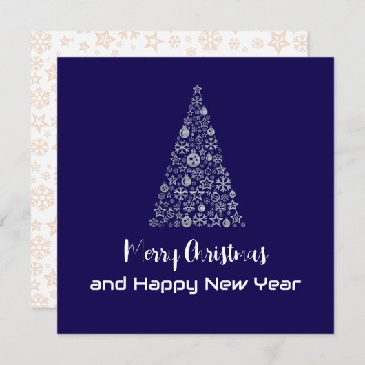 Purple Greeting Card Merry Christmas New Year tree Feestdagenkaart (Voorkant / Achterkant)