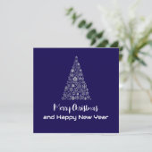 Purple Greeting Card Merry Christmas New Year tree Feestdagenkaart (Staand voorkant)