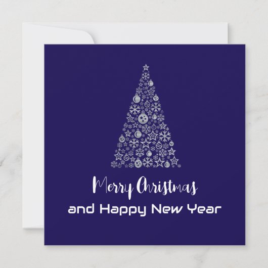 Purple Greeting Card Merry Christmas New Year tree Feestdagenkaart (Voorkant)