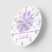 Purple Grey Dahlia Flower Nursery Wall Clock Ronde Klok (Hoek)