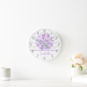 Purple Grey Dahlia Flower Nursery Wall Clock Ronde Klok (Huis)