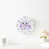 Purple Grey Owl Nursery Wall Clock Ronde Klok (Huis)