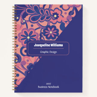 Purple Groovy Psychedelic 60s 70s Floral  Notitieboek