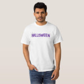 Purple Halloween font with broom and spiderweb T-shirt (Voorkant volledig)
