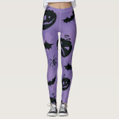 Purple Halloween Leggings with creatures booo (Voorkant)