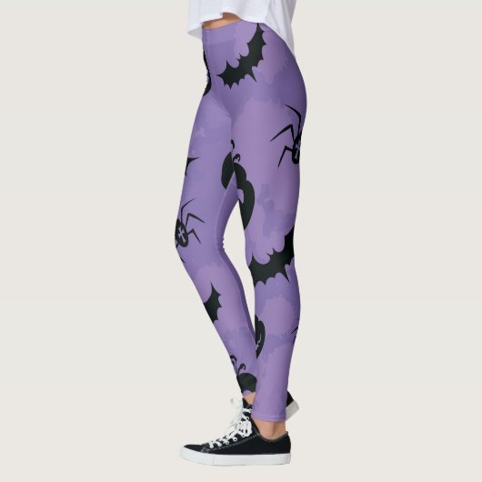 Purple Halloween Leggings with creatures booo (Links)