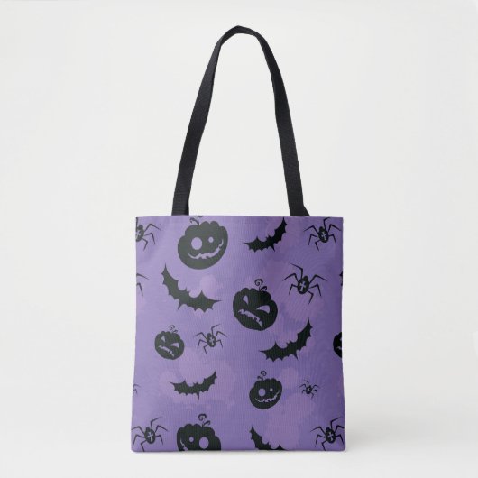 Purple Halloween Tote with creatures booo Tote Bag (Voorkant)