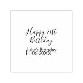 Purple happy 21st birthday name date Keychain Zelfinktende Stempel (Design)