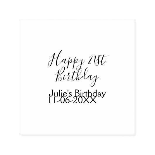 Purple happy 21st birthday name date Keychain Zelfinktende Stempel (Design)