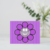 Purple Happy Flower Screwball Graphics Briefkaart (Staand voorkant)