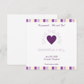 Purple Heart Modern and Minimalist Striped Design Save The Date (Voorkant / Achterkant)