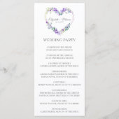 Purple Heart on Wildflowers for Wedding Programmakaart (Achterkant)