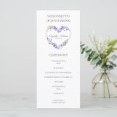 Purple Heart on Wildflowers for Wedding Programmakaart (Staand voorkant)