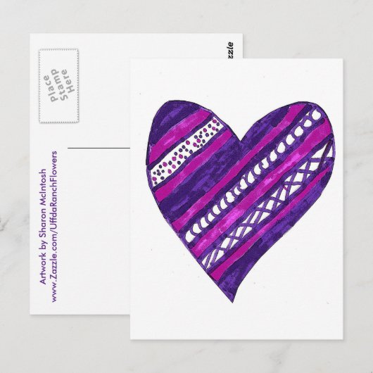 Purple Heart Postcard Briefkaart (Voorkant / Achterkant)
