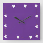 Purple Heart Wall Clock – Minimal Aesthetic Home  Vierkante Klok (Voorkant)