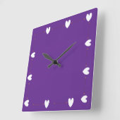Purple Heart Wall Clock – Minimal Aesthetic Home  Vierkante Klok (Hoek)
