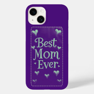 Purple Hearts Best Mom Ever iPhone Hoesje