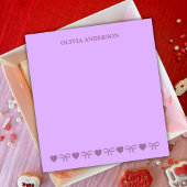 Purple Hearts & Bows Valentines Day Personalized Notitieblok