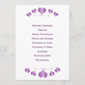 Purple Hearts Design Wedding Programmakaart (Achterkant)
