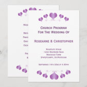Purple Hearts Design Wedding Programmakaart (Voorkant / Achterkant)