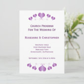 Purple Hearts Design Wedding Programmakaart (Staand voorkant)