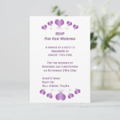 Purple Hearts Design Wedding RSVP Kaartje (Staand voorkant)