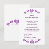 Purple Hearts Design Wedding RSVP Kaartje (Voorkant / Achterkant)