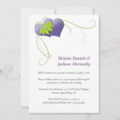Purple Hearts - Green Floral Swirls Reception Only Kaart (Voorkant)